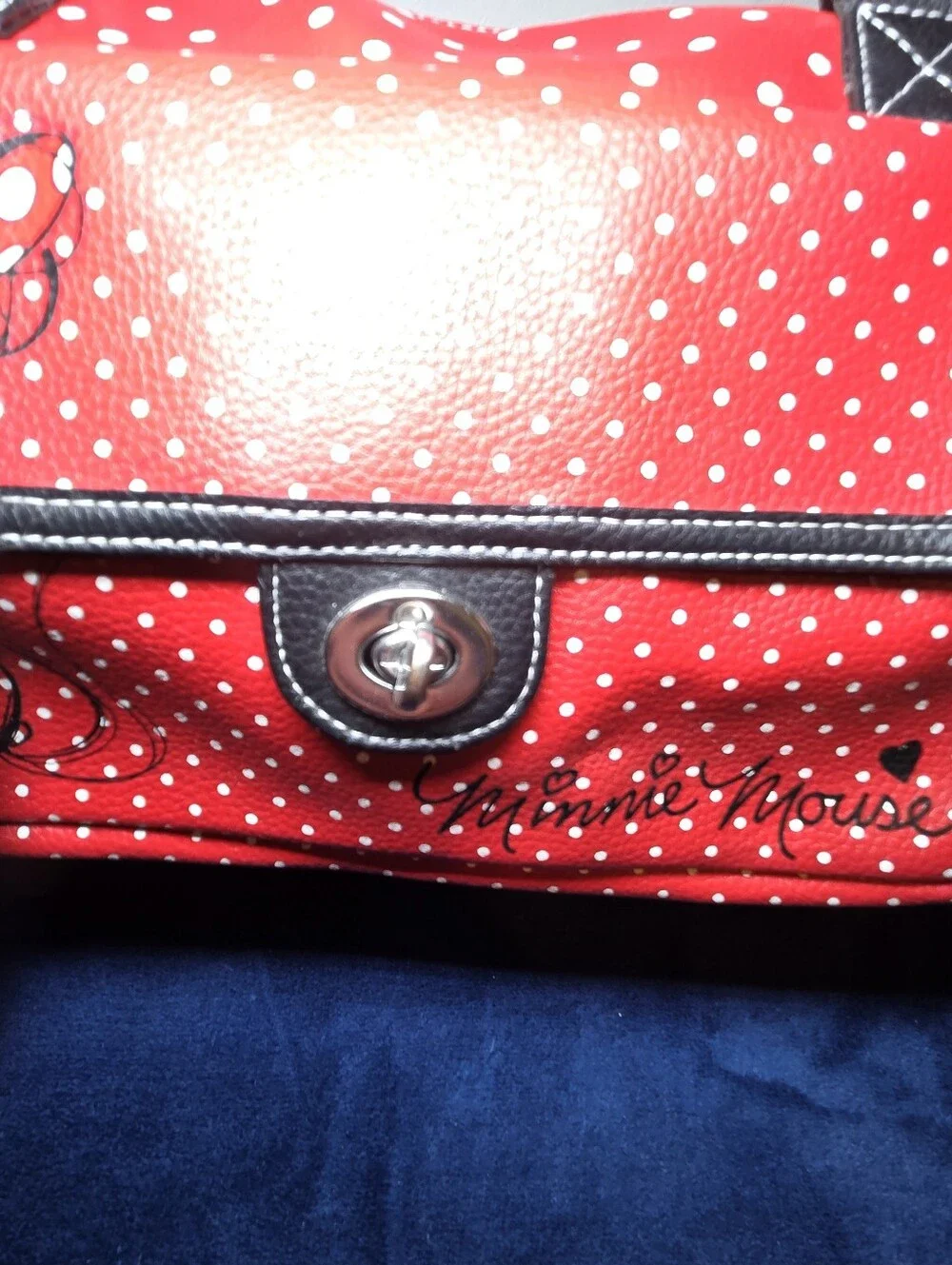 Disney Parks  Minnie Mouse Medium Satchel Handbag Red & White Polka Dot